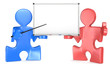 Illustration: Presentation.Puzzle people x 2 with Blank Whiteboard. Presentation.Puzzle people x 2 with Blank Whiteboard.
