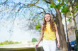 Photo : Happy beautiful girl enjoying summer day in Paris Happy beautiful girl enjoying summer day in Paris