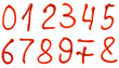 Foto: Numbers symbols made from tomato, ketchup syrup are isolated Numbers symbols made from tomato, ketchup syrup are isolated