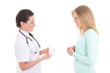 Photo: female doctor giving pills to young patient female doctor giving pills to young patient