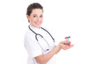 young female doctor with test-tubes