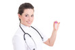 young female doctor with test-tube