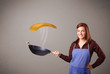 Woman making pancakes