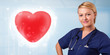 Young nurse healing a red heart