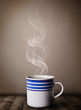 Coffee cup with abstract white steam