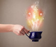 Tea pot with abstract steam and colorful lights