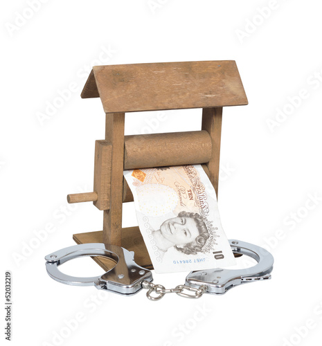 Photo: Money laundering, clipping path included. Money laundering, clipping path included.