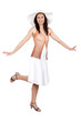 Woman in white sun hat