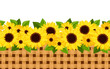 Vector: Horizontal seamless background with sunflowers and wicker. Horizontal seamless background with sunflowers and wicker.