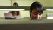 College library and female student, young black woman studying