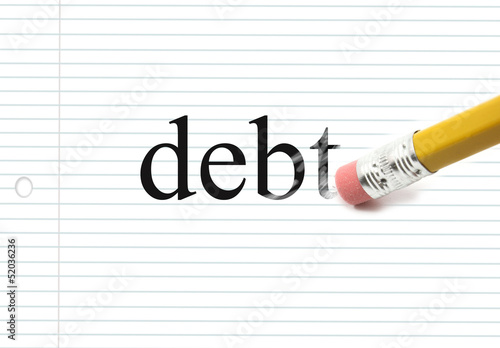 Illustration: Erasing Debt on Notebook paper Erasing Debt on Notebook paper