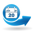 agenda sur bouton web bleu