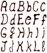 Numbers and symbols set written with chocolate syrup