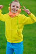 Young girl with headphones enjoying music
