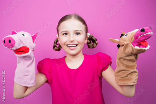 Photo: Happy child - girl playing theater Happy child - girl playing theater