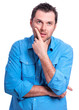 the man in a blue shirt