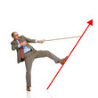 Businessm and rising arrow