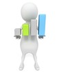 3d man holding growing progress bar chart