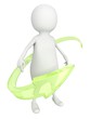 Green arrow around 3d small white man