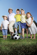 Photo: happy boy and girl play in soccer happy boy and girl play in soccer