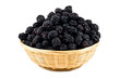 beautiful blackberries  in basket isolated on white
