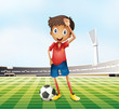 A male soccer player at the field
