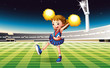 A cheerer performing at the stadium