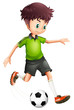 A Boy With A Green Shirt Playi...
