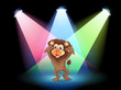 A stage with a big lion
