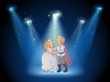 Vector: A stage with a prince and a princess A stage with a prince and a princess