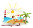 A book with an image of a beach