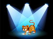 A tiger at the stage with spotlights