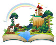 A book with a castle at the forest