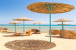 Relax under parasol on the beach of Red Sea, Egypt