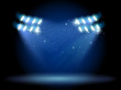 An empty stage with spotlights