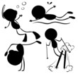 Silhouettes of people playing different sports