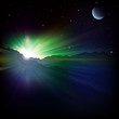 abstract background with sunrise and mountains