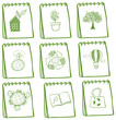 Notebooks with eco-friendly drawings