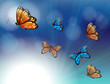 Vector: Colorful butterflies in a gradient colored stationery Colorful butterflies in a gradient colored stationery