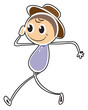 A boy doing a hand salute while walking