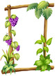 A framed wood with grapes