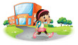 A cute student going home from school