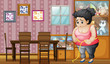 A fat lady measuring her hips