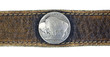 Close view buffalo nickel on belt