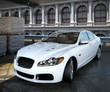 luxury sedan car with architectural background 3d illustration