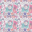 Vector: Seamless pattern with cute cats Seamless pattern with cute cats