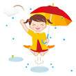 梅雨　雨の日を楽しむ女の子