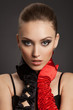 Photo : Fashion Portrait of a beautiful woman in gloves Fashion Portrait of a beautiful woman in gloves