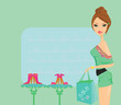 Fashion girl shopping in shoe shop