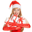Photo : Young happy xmas woman with a gifts Young happy xmas woman with a gifts